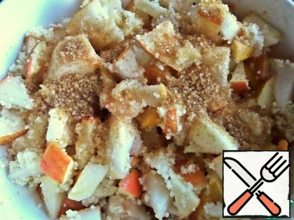 Add sugar, cinnamon, nutmeg and vanilla.
