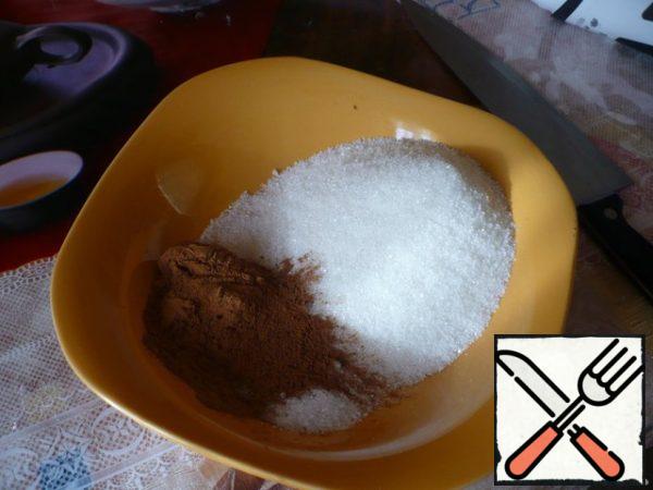 Prepare the sprinkles - mix sugar, cinnamon, citric acid.
