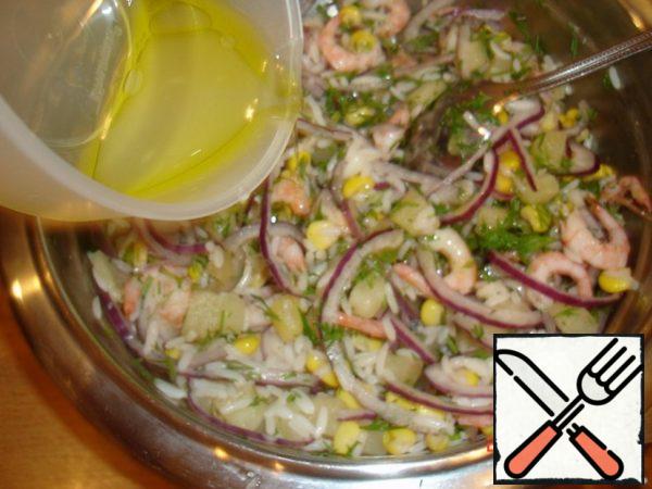 Season the salad.
