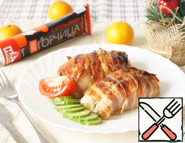 Chicken Rolls with Mustard and Bacon Recipe