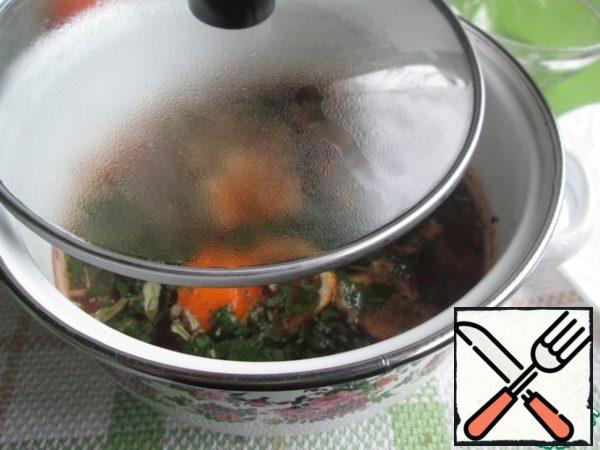 Add to a bowl with spices, mint, lemon balm and tangerine zest. Stir and remove from heat.

