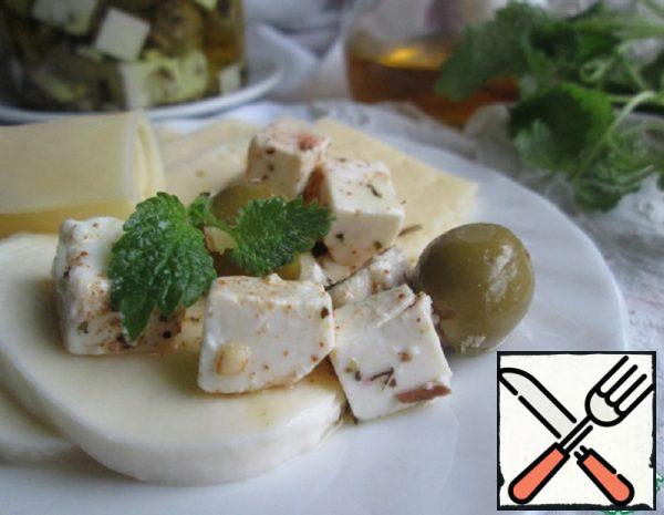 Pickled Feta Cheese with Olives Recipe