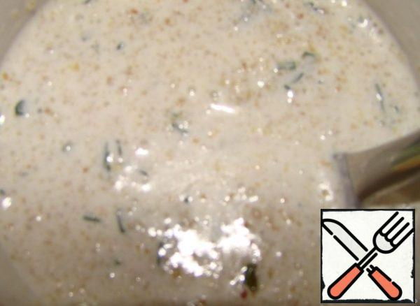 Make a fill...Melt the butter...Mix with breadcrumbs... greens... and cream.
