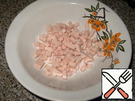 Ham cut into cubes.