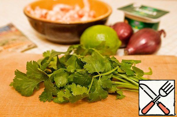 Finely chop the cilantro.
