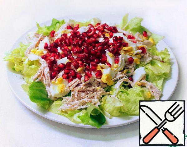 Finally, sprinkle the pomegranate seeds on top.