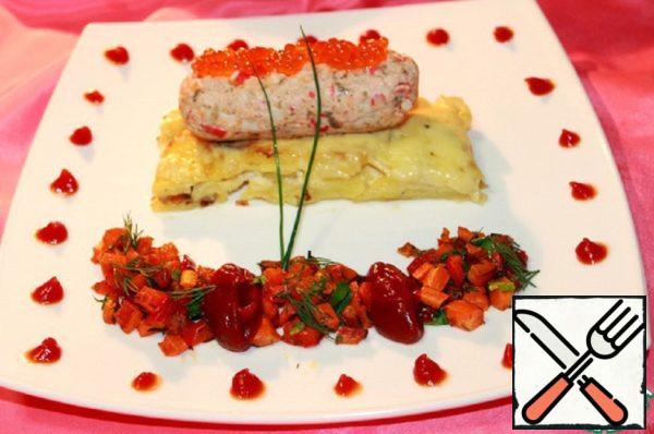 Salmon Mousse with Crab Sticks on Potato Gratin Recipe