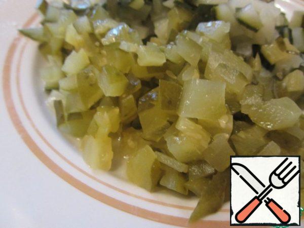 Cucumbers cut into small cubes.
