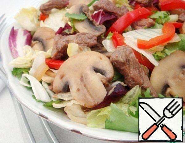 Meat Salad with Mushrooms and Vegetables Recipe