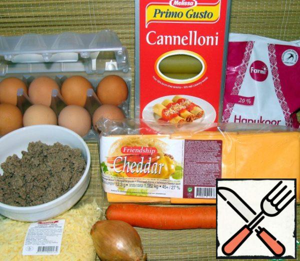 Ingredients for cannelloni.