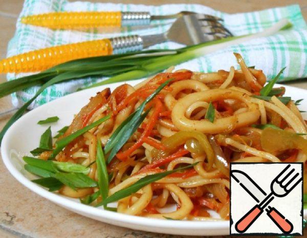 Pasta with Squid and Carrot in Korean Recipe