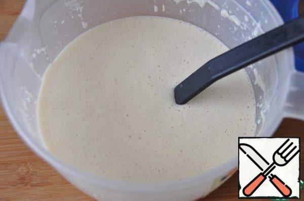 Take coming up the pancake batter.