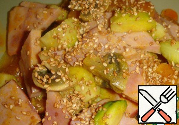 Salad with Ham, Tangerines and Brussels Sprouts Recipe