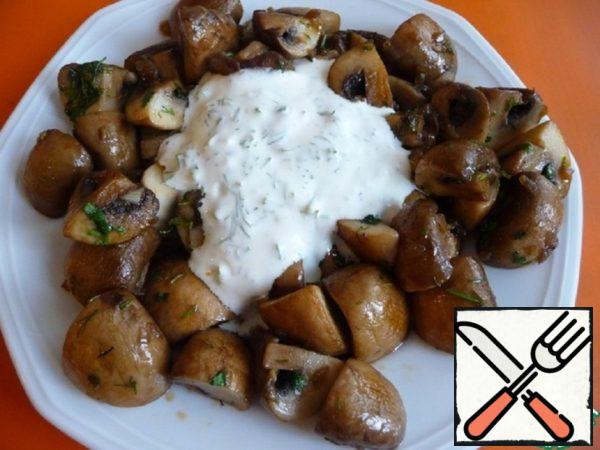 Fried Mushrooms with Garlic Sauce Recipe