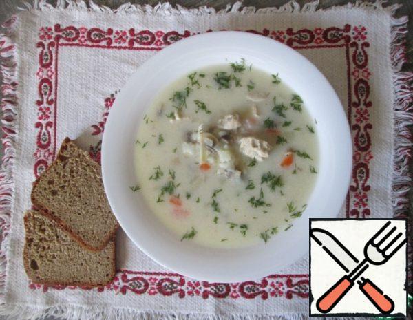 Cream Soup with Rice and Mushrooms Recipe