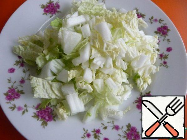 Cabbage cut into pieces.