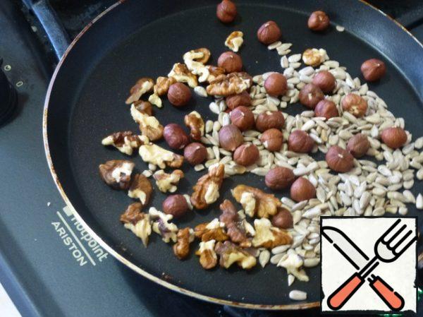 Fry the nuts and seeds.

