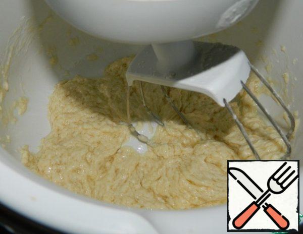 Add sugar, baking soda and flour. Knead the dough.
