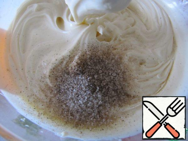Add vanilla sugar with natural vanilla and mix.