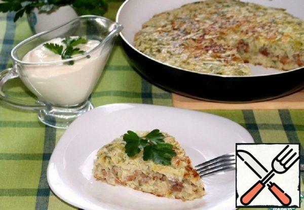 Cabbage Pie with Meat and Mushrooms in a Pan Recipe