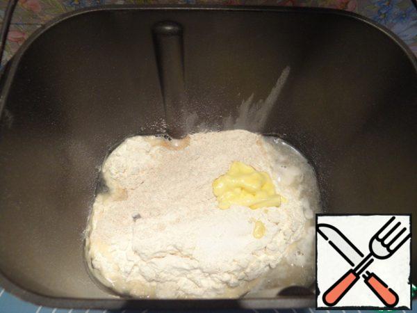 I add sifted wheat flour of the highest grade and whole-grain, softened butter, salt.