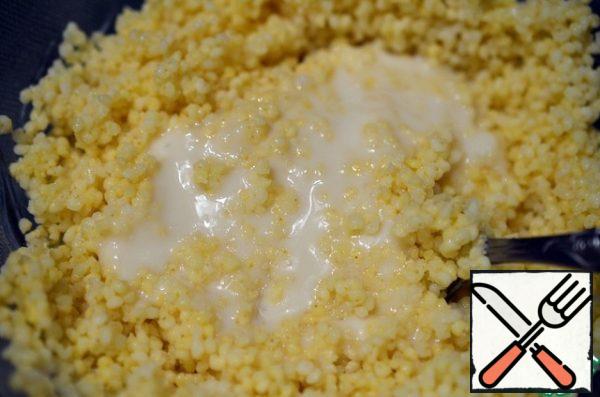 Add butter, then condensed milk.
