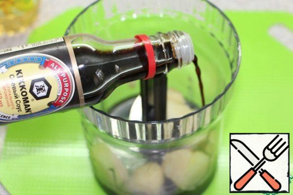 Pour in the soy sauce.

