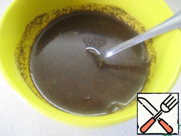 Dough:
Mix coffee and sugar, pour boiling water, stir and allow to cool.