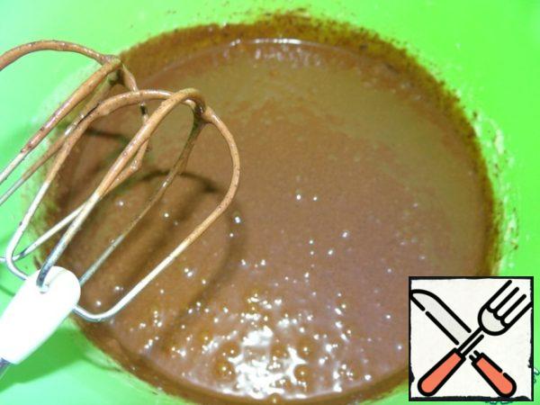 Add our chocolate paste (166 grams), mix.