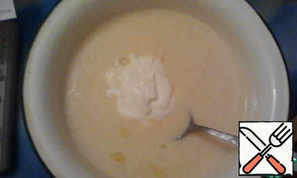 Add sour cream and mix again.
