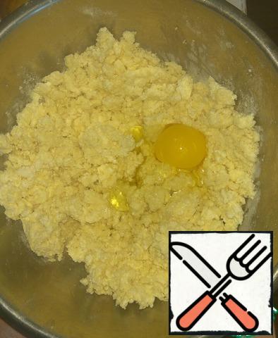 Add egg, knead soft dough, adding flour if necessary. Long the dough to knead.