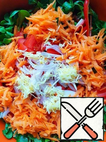 Grate carrots on a large grater, add together with lemon to the rest of the products.