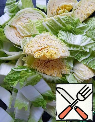 Cabbage cut into large.
