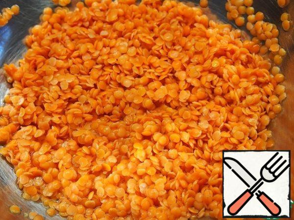 Wash the lentils and add to the pot. Red lentils cook very quickly, just a few minutes.