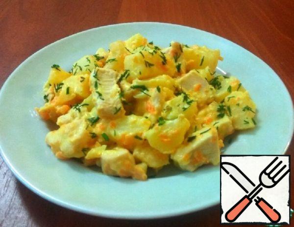 Potatoes with Chicken in Cheese Sauce Recipe