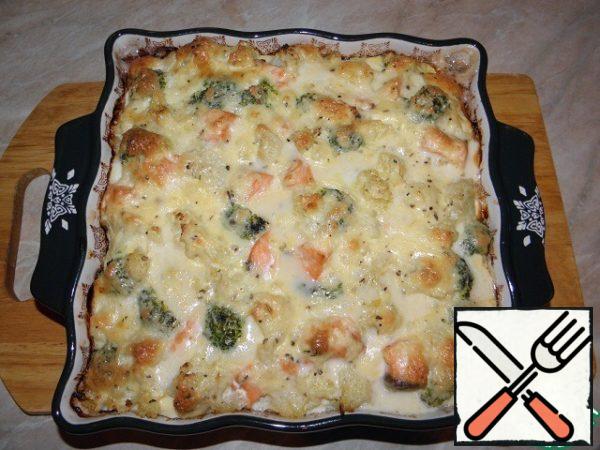 Bake in a preheated 200% oven for 20-30 minutes, the top should be browned, but do not dry the fish).