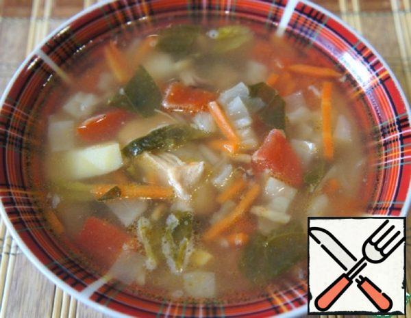 Simple Vegetable Soup with Spinach Recipe