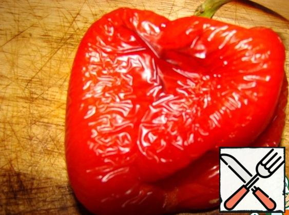 If you like with sweet pepper..then pre-bake the pepper in the oven..Then clean it from the skin and seeds.