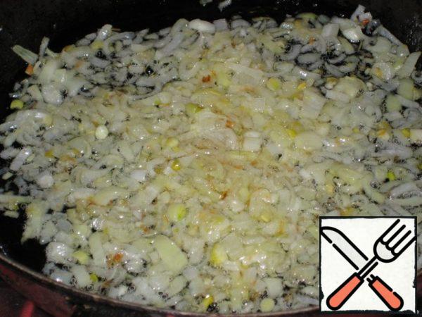 One large onion finely cut and fry in vegetable oil until Golden brown.