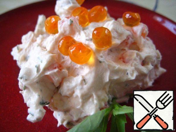 Spicy Cheese Cream with Garlic and Red Caviar Recipe