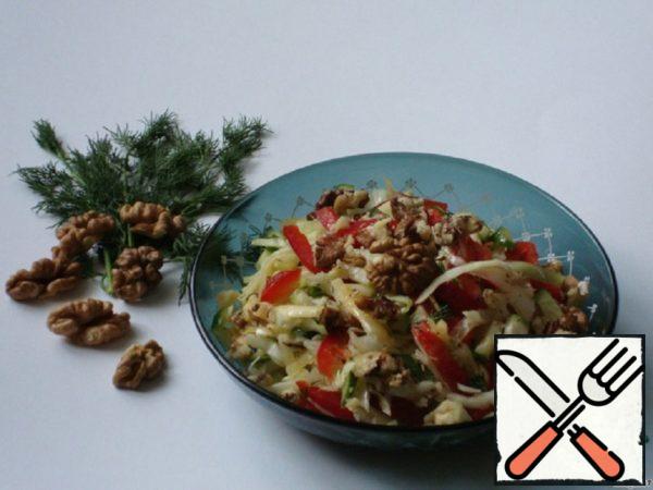 Cabbage Salad with Cheese and Walnuts Recipe