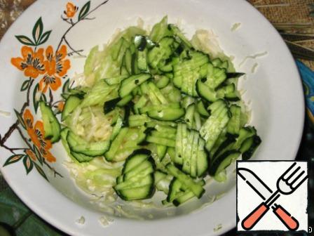 Cucumber finely chopped and place in a bowl.