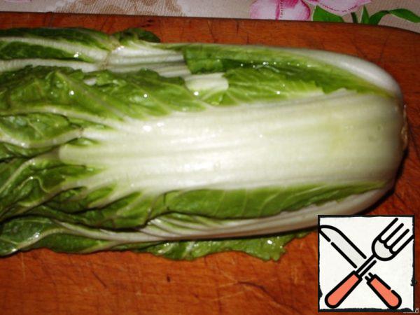 Cabbage thinly cut into.