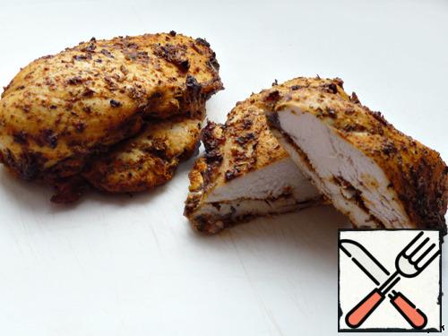 It is advisable to take a salad baked in spices chicken breast.