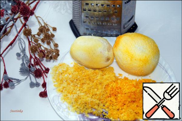 With citrus, using a fine grater remove the zest.