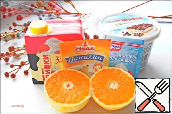 We prepare products for mascarpone cream with orange.
