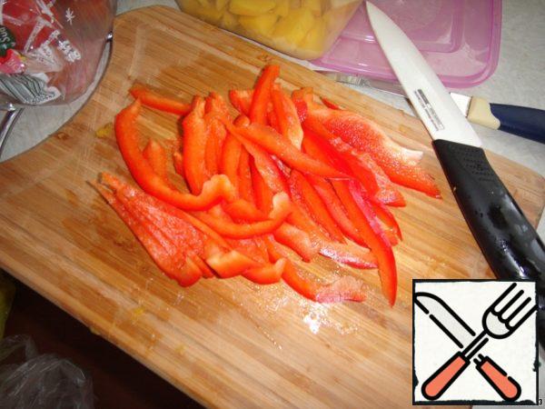 Pepper cut into thin strips.