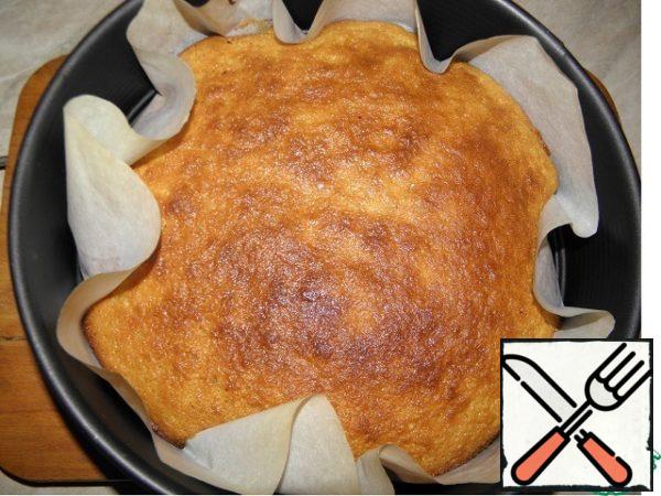 Preheat the oven, pour the dough into the mold (if you need to cover with parchment, grease with vegetable oil) and bake at 180 * 25 minutes. (readiness can be checked with a toothpick.)
