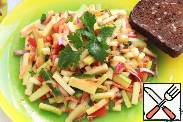 Season the salad, mix thoroughly and serve.