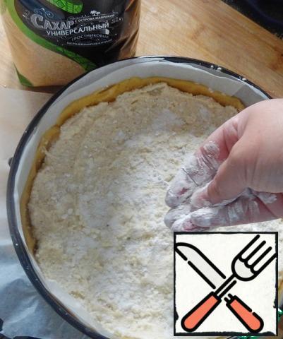 Turn on the oven for heating at 200*. Cottage cheese mixture preparative starch. It will absorb the juice from the berries.